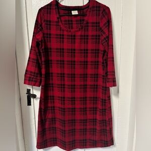 Soma Embraceable Holiday Red & Black Plaid long sleeve sleep shirts size large